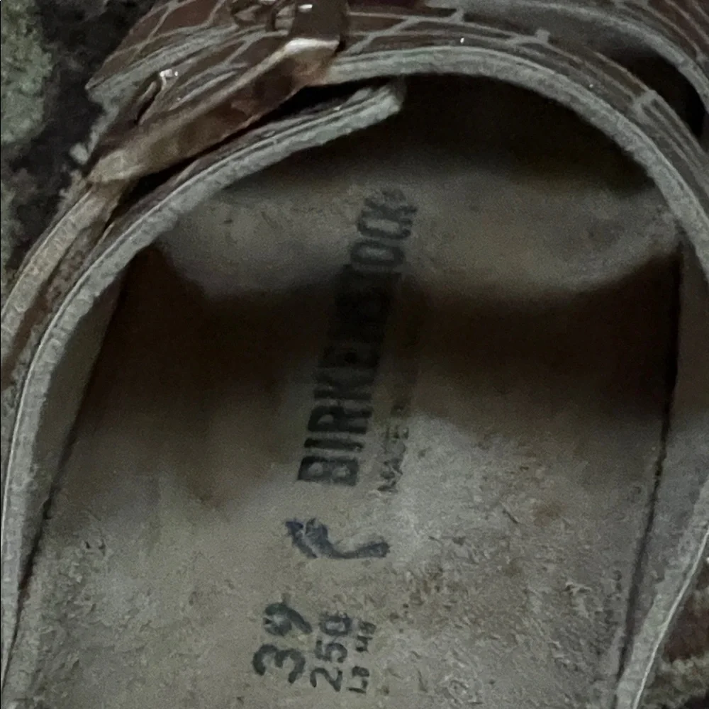 Birkenstock Metallic Copper Croc-Embossed Arizona Sandals